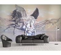 XLMING Abstract Mountain Peaks Three Dimensional Animals Horse 3D Wallpaper Luxury Silk Study Dining Feature Sofa Grey Bedroom Living Room Tv Decorative Wall-300cm×210cm