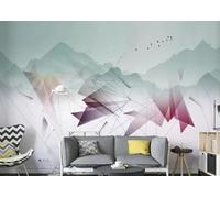 XLMING Abstract Mountain Ranges Geometric Lines Birds in Flight 3D Wallpaper Luxury Silk Study Dining Feature Sofa Grey Bedroom Living Room Tv Decorative Wall-400cm×280cm