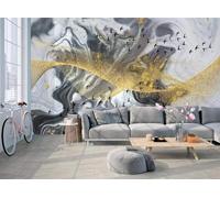 XLMING Abstract Multicoloured Ink Wash Birds Marble Like 3D Wallpaper Luxury Home Dining Decor Paste Sofa Living Room The Wall for Bedroom Mural-150cm×105cm