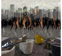 XLMING Abstract Music Dance People Urban Architecture 3D Wallpaper Luxury Home Dining Decor Paste Sofa Living Room The Wall for Bedroom Mural-250cm×170cm