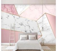 XLMING Abstract Pink Geometric Gold Thread Marble Effect 3D Wallpaper Luxury Home Dining Decor Paste Sofa Living Room The Wall for Bedroom Mural-300cm×210cm