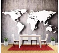 XLMING Abstract Relief Three Dimensional Grey World Map 3D Wallpaper Luxury Home Dining Decor Paste Sofa Living Room The Wall for Bedroom Mural-430cm×300cm