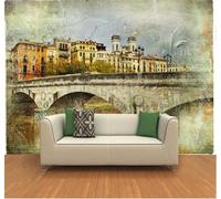 XLMING Abstract Retro Art City Architecture Night Restaurant 3D Wallpaper Silky Texture Home Study Office Grey Dining Room Sofa Bedroom Living Room TV Backdrop-250cm×170cm