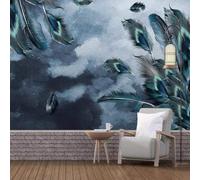 XLMING Abstract Retro Hand Drawn Art Feathers Graffiti 3D Wallpaper Premium Textured Silk Study Dining Living Room Bedroom Sofa TV Wall Easy Install-400cm×280cm