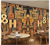 XLMING Abstract Retro Relief Letters Art 3D Wallpaper Luxury Home Dining Decor Paste Sofa Living Room The Wall for Bedroom Mural-200cm×140cm