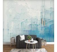 XLMING Abstract Retro Rural Blue City Architecture 3D Wallpaper Silky Texture Home Study Office Grey Dining Room Sofa Bedroom Living Room TV Backdrop-200cm×140cm