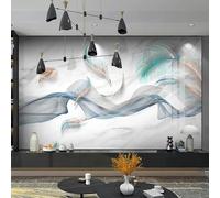 XLMING Abstract Smoke Colourful Feathers Faux Marble 3D Wallpaper Premium Textured Silk Study Dining Living Room Bedroom Sofa TV Wall Easy Install-300cm×210cm