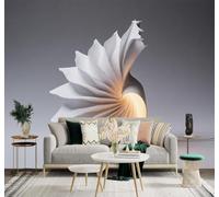 XLMING Abstract Spiral Paper Lamp Art Warm Light Minimalist 3D Wallpaper Premium Textured Silk Study Dining Living Room Bedroom Sofa TV Wall Easy Install-400cm×280cm