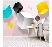 XLMING Abstract Three Dimensiona Colourful Square Geometric Lines 3D Wallpaper Premium Textured Silk Study Dining Living Room Bedroom Sofa TV Wall Easy Install-430cm×300cm