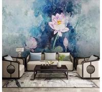 XLMING Abstract Three Dimensional Art Ink Wash Serene Lotus 3D Wallpaper Silky Texture Home Study Office Grey Dining Room Sofa Bedroom Living Room TV Backdrop-430cm×300cm