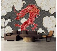 XLMING Abstract Three Dimensional Artistic Atmosphere Auspicious Clouds Dragon 3D Wallpaper Silky Texture Home Study Office Grey Dining Room Sofa Bedroom Living Room TV Backdrop-300cm×210cm