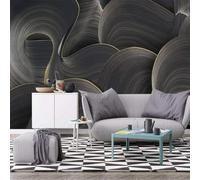 XLMING Abstract Three Dimensional Black Gold Lines 3D Wallpaper Premium Textured Silk Study Dining Living Room Bedroom Sofa TV Wall Easy Install-150cm×105cm