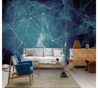 XLMING Abstract Three Dimensional Blue Lines Starry Sky 3D Wallpaper Premium Textured Silk Study Dining Living Room Bedroom Sofa TV Wall Easy Install-400cm×280cm