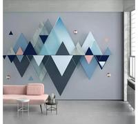 XLMING Abstract Three Dimensional Creative Blue Geometric 3D Wallpaper Premium Textured Silk Study Dining Living Room Bedroom Sofa TV Wall Easy Install-150cm×105cm