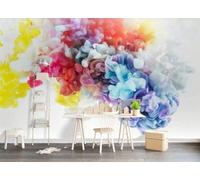 XLMING Abstract Three Dimensional Creative Colourful Mist 3D Wallpaper Premium Textured Silk Study Dining Living Room Bedroom Sofa TV Wall Easy Install-400cm×280cm