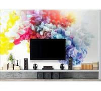XLMING Abstract Three Dimensional Creative Colourful Smoke 3D Wallpaper Premium Textured Silk Study Dining Living Room Bedroom Sofa TV Wall Easy Install-350cm×256cm