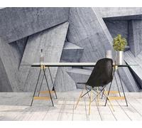 XLMING Abstract Three Dimensional Grey Geometric Architecture 3D Wallpaper Silky Texture Home Study Office Grey Dining Room Sofa Bedroom Living Room TV Backdrop-200cm×140cm
