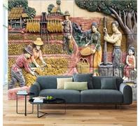 XLMING Abstract Three Dimensional Relief Country Life 3D Wallpaper Silky Texture Home Study Office Grey Dining Room Sofa Bedroom Living Room TV Backdrop-250cm×170cm