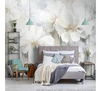 XLMING Abstract Three Dimensional White Floral Art 3D Wallpaper Luxury Home Dining Decor Paste Sofa Living Room The Wall For Bedroom Mural-150cm×105cm