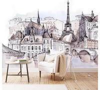 XLMING Abstract Tower Watercolour Hand Drawn Urban Architecture 3D Wallpaper Luxury Silk Study Dining Feature Sofa Grey Bedroom Living Room Tv Decorative Wall-150cm×105cm