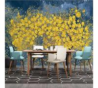 XLMING Abstract Trees Gold Floral Art 3D Wallpaper Premium Textured Silk Study Dining Living Room Bedroom Sofa TV Wall Easy Install-300cm×210cm