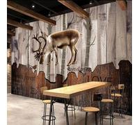 XLMING Abstract Vintage Art Wooden Animal Deer 3D Wallpaper Luxury Home Dining Decor Paste Sofa Living Room The Wall for Bedroom Mural-430cm×300cm