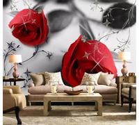 XLMING Abstract Vintage Black and White Roses Wisteria Pattern 3D Wallpaper Silky Texture Home Study Office Grey Dining Room Sofa Bedroom Living Room TV Backdrop-200cm×140cm