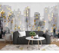 XLMING Abstract Vintage Creative Geometric Urban Architecture 3D Wallpaper Silky Texture Home Study Office Grey Dining Room Sofa Bedroom Living Room TV Backdrop-150cm×105cm