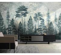 XLMING Abstract Vintage Forest Moon Art 3D Wallpaper Luxury Silk Study Dining Feature Sofa Grey Bedroom Living Room Tv Decorative Wall-200cm×140cm