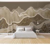 XLMING Abstract Vintage Gold Lines Mountain Peaks 3D Wallpaper Luxury Home Dining Decor Paste Sofa Living Room The Wall for Bedroom Mural-350cm×256cm