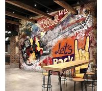 XLMING Abstract Vintage Graffiti Guitar Rock Music 3D Wallpaper Luxury Home Dining Decor Paste Sofa Living Room The Wall for Bedroom Mural-250cm×170cm