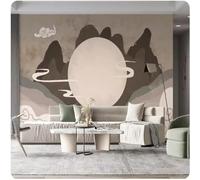 XLMING Abstract Vintage Moon Mountain Peak Art 3D Wallpaper Luxury Silk Study Dining Feature Sofa Grey Bedroom Living Room Tv Decorative Wall-150cm×105cm