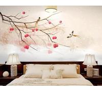 XLMING Abstract Vintage Simple Tree Branches Birds 3D Wallpaper for Adults Decorative Silk Look Study Dining Living Room Bedroom Sofa TV Wall-150cm×105cm