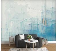 XLMING Abstract Watercolour Blue Geometric Urban Architecture 3D Wallpaper Premium Textured Silk Study Dining Living Room Bedroom Sofa TV Wall Easy Install-200cm×140cm