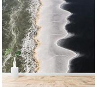 XLMING Abstract Waves Shore Foam Beach Seascape 3D Wallpaper Silky Texture Home Study Office Grey Dining Room Sofa Bedroom Living Room TV Backdrop-150cm×105cm