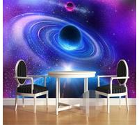 XLMING Aesthetic Purple Space Moon Universe 3D Wallpaper Luxury Home Dining Decor Paste Sofa Living Room The Wall for Bedroom Mural-300cm×210cm