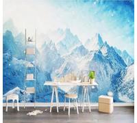 XLMING Aesthetic Three Dimensional Blue Snow Capped Mountains Landscape 3D Wallpaper Luxury Home Dining Decor Paste Sofa Living Room The Wall for Bedroom Mural-200cm×140cm
