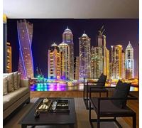 XLMING Aesthetic Three Dimensional City Architecture Lights Night View 3D Wallpaper Luxury Home Dining Decor Paste Sofa Living Room The Wall for Bedroom Mural-300cm×210cm