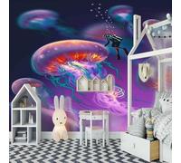 XLMING Aesthetic Three Dimensional Purple Jellyfish Figures 3D Wallpaper Luxury Home Dining Decor Paste Sofa Living Room The Wall for Bedroom Mural-430cm×300cm