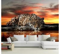 XLMING Aesthetic Twilight Three Dimensional Animals Leopard 3D Wallpaper Luxury Home Dining Decor Paste Sofa Living Room The Wall for Bedroom Mural-350cm×256cm