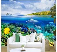 XLMING Aesthetics Blue Ocean Underwater World Sharks 3D Wallpaper Luxury Home Dining Decor Paste Sofa Living Room The Wall for Bedroom Mural-300cm×210cm
