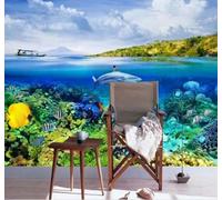 XLMING Aesthetics Blue Ocean Underwater World Sharks 3D Wallpaper Luxury Silk Study Dining Feature Sofa Grey Bedroom Living Room Tv Decorative Wall-250cm×170cm