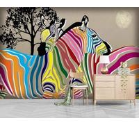 XLMING Animals Couples Zebras Trees Moon 3D Wallpaper Luxury Home Dining Decor Paste Sofa Living Room The Wall for Bedroom Mural-400cm×280cm