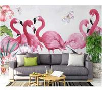 XLMING Animals Flamingos Butterflies Pink Flowers 3D Wallpaper Luxury Home Dining Decor Paste Sofa Living Room The Wall for Bedroom Mural-200cm×140cm