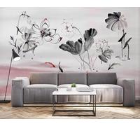 XLMING Art Hand Painted Ink Lotus Red Fish Black Fish 3D Wallpaper Luxury Home Dining Decor Paste Sofa Living Room The Wall for Bedroom Mural-250cm×170cm