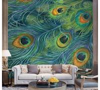 XLMING Beautiful Animals Blue Peacock Feathers 3D Wallpaper Luxury Home Dining Decor Paste Sofa Living Room The Wall for Bedroom Mural-200cm×140cm
