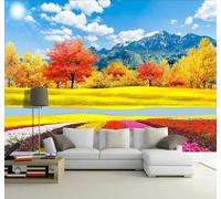 XLMING Beautiful Autumn Forest Landscape Natural Scenery 3D Wallpaper Silky Texture Home Study Office Grey Dining Room Sofa Bedroom Living Room TV Backdrop-430cm×300cm
