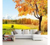 XLMING Beautiful Autumn Trees Grassland Scenery 3D Wallpaper Premium Textured Silk Study Dining Living Room Bedroom Sofa TV Wall Easy Install-250cm×170cm