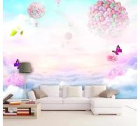 XLMING Beautiful Balloons Rainbow Sky Flowers 3D Wallpaper Silky Texture Home Study Office Grey Dining Room Sofa Bedroom Living Room TV Backdrop-250cm×170cm