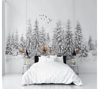 XLMING Beautiful Black and White Moose Forest Snowy Landscape 3D Wallpaper Luxury Home Dining Decor Paste Sofa Living Room The Wall for Bedroom Mural-350cm×256cm